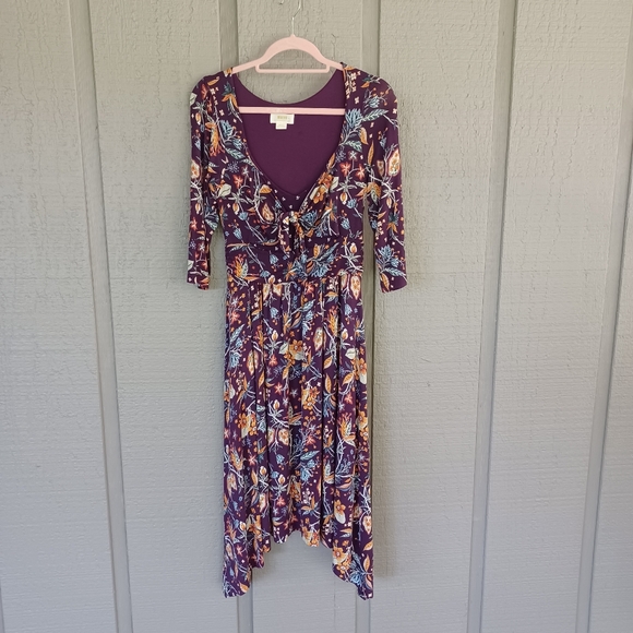 Anthropologie Maeve Women Beloved Floral Dress Size S Feminine Stretch Tie Front - Picture 2 of 16